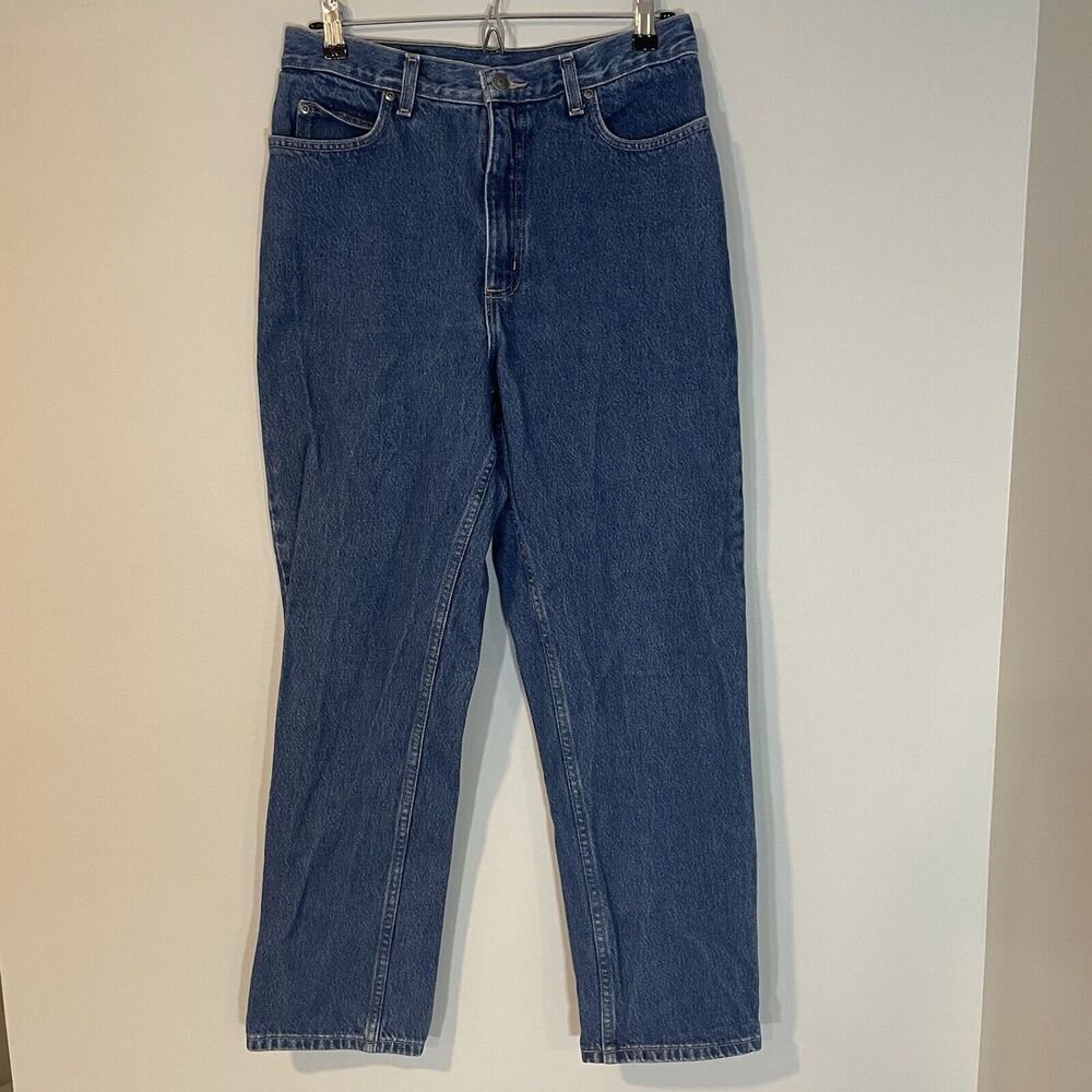 VINTAGE‎ 90s Lands End Mom Jeans Womens 10 Aged Denim High Rise USA Medium Wash